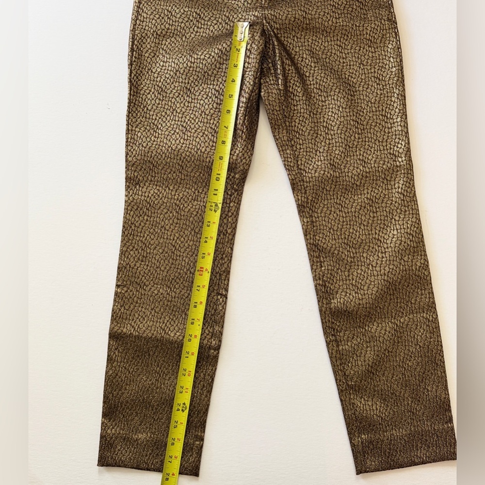 Banana Republic Gold Metallic Sloan Dress Pants Skinny Size 4 Mid Rise - Picture 3 of 8